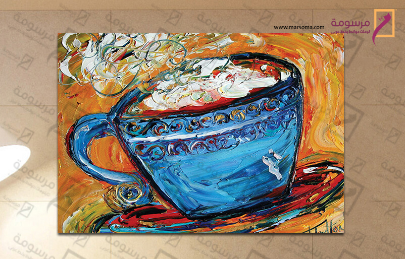 فن رسم فنجان قهوة مرسومة تابلوهات مودرن وديكورات