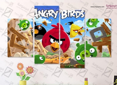تابلوه اطفال - angry birds - 4 قطع  - 80×50