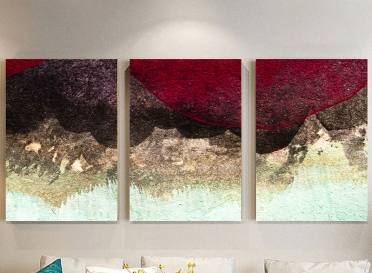 تابلوه مودرن - فن- 3 قطع  خشب - 50x120