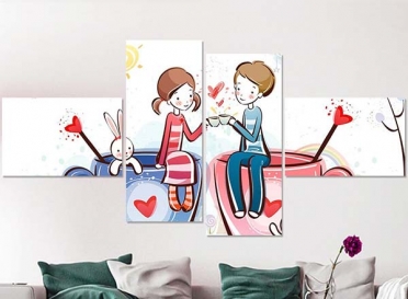 تابلوه مودرن- 4 قطع- love - 140*70