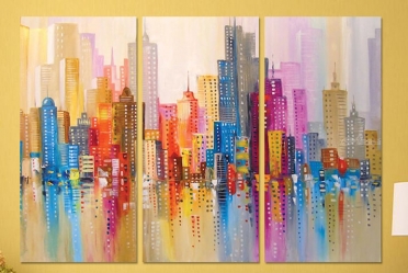 تابلوه مودرن - فن رسم عمارات - 3 قطع - 100*70