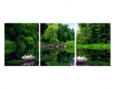 تابلوه مودرن - منظر طبيعي- 3 قطع  خشب - 50x120
