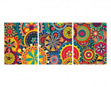 تابلوه مودرن - ماندلا- 3 قطع  خشب - 50x120