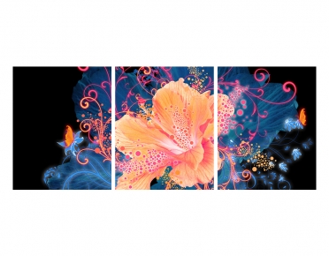 تابلوه مودرن - فن- 3 قطع  خشب - 50x120