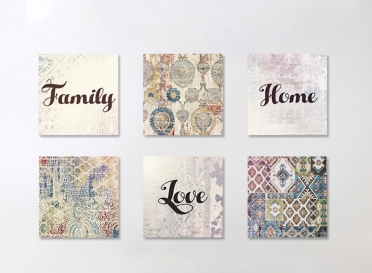 تابلوه مودرن -  حب منزل العائلة- 6 قطع - كانفس - 60x90